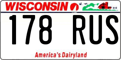 WI license plate 178RUS