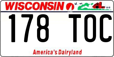 WI license plate 178TOC