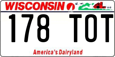 WI license plate 178TOT