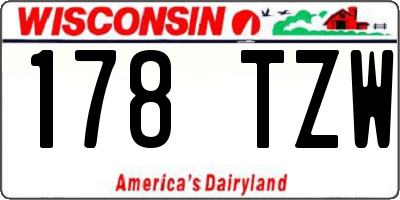 WI license plate 178TZW