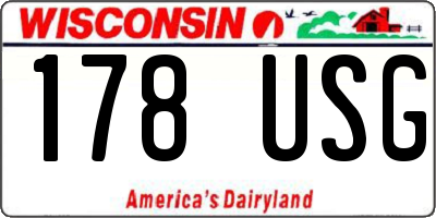 WI license plate 178USG