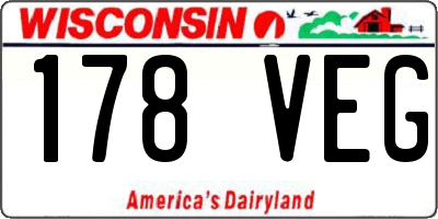 WI license plate 178VEG
