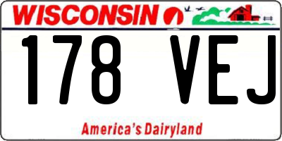 WI license plate 178VEJ