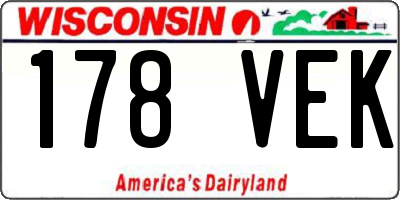 WI license plate 178VEK