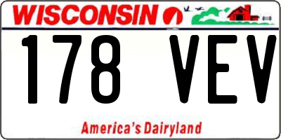 WI license plate 178VEV