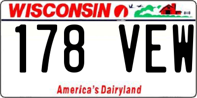 WI license plate 178VEW