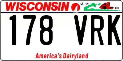WI license plate 178VRK