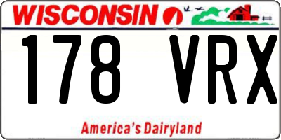 WI license plate 178VRX