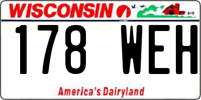 WI license plate 178WEH
