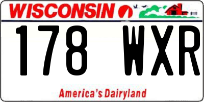 WI license plate 178WXR