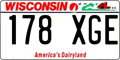 WI license plate 178XGE