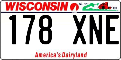 WI license plate 178XNE