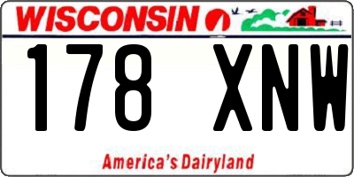 WI license plate 178XNW