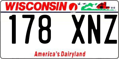 WI license plate 178XNZ