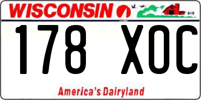 WI license plate 178XOC