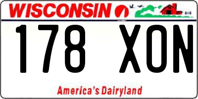 WI license plate 178XON