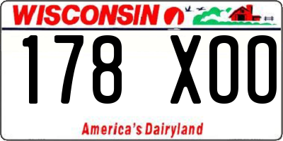 WI license plate 178XOO