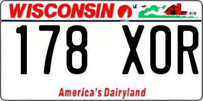WI license plate 178XOR