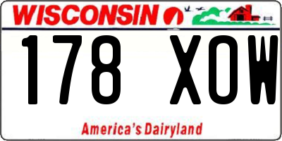 WI license plate 178XOW