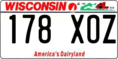 WI license plate 178XOZ