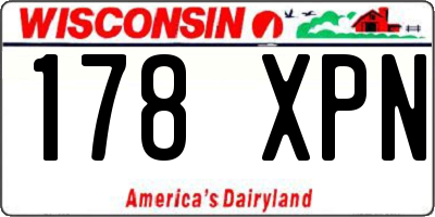 WI license plate 178XPN