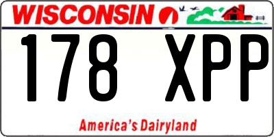 WI license plate 178XPP