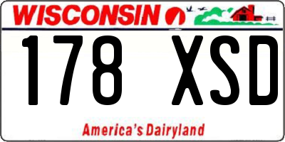 WI license plate 178XSD