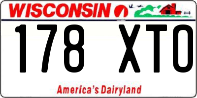WI license plate 178XTO