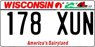 WI license plate 178XUN