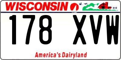 WI license plate 178XVW