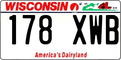 WI license plate 178XWB