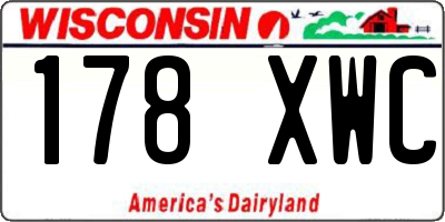WI license plate 178XWC
