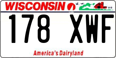 WI license plate 178XWF