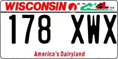 WI license plate 178XWX
