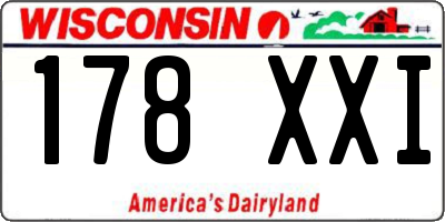 WI license plate 178XXI