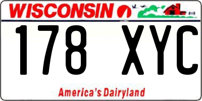 WI license plate 178XYC