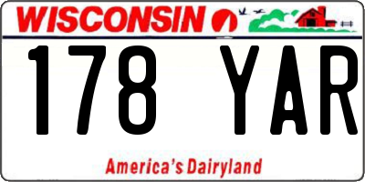 WI license plate 178YAR