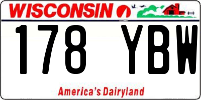 WI license plate 178YBW