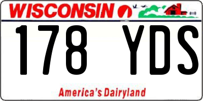 WI license plate 178YDS