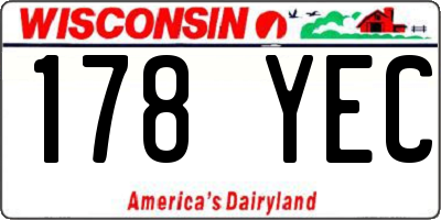 WI license plate 178YEC