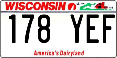 WI license plate 178YEF