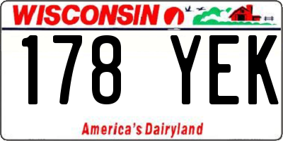 WI license plate 178YEK