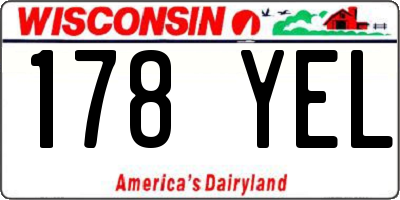 WI license plate 178YEL