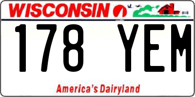 WI license plate 178YEM