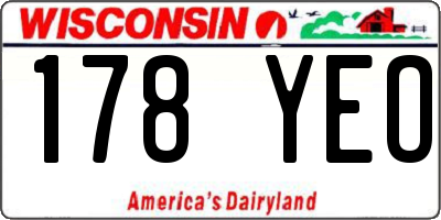 WI license plate 178YEO