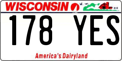 WI license plate 178YES