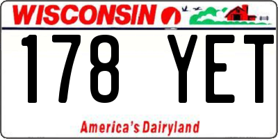 WI license plate 178YET