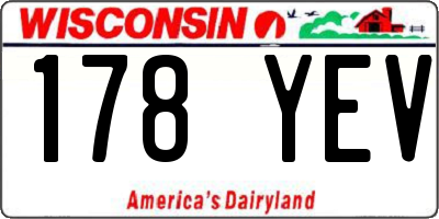 WI license plate 178YEV