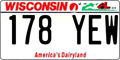 WI license plate 178YEW