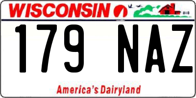WI license plate 179NAZ